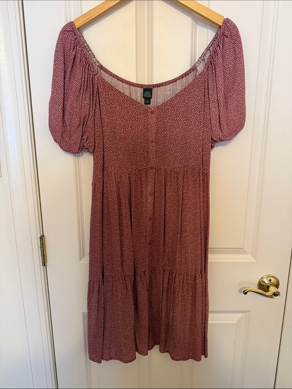 wild fable Mauve Ditsy Puff-Sleeve Midi Dress